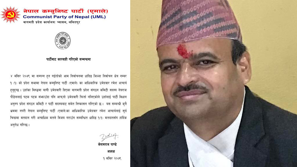 एमालेद्धारा नेत्रराज पौडेललाई पार्टीबाट निष्काशन